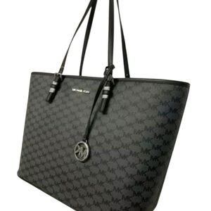 Michael Kors Black MK Logo Monogram Tote